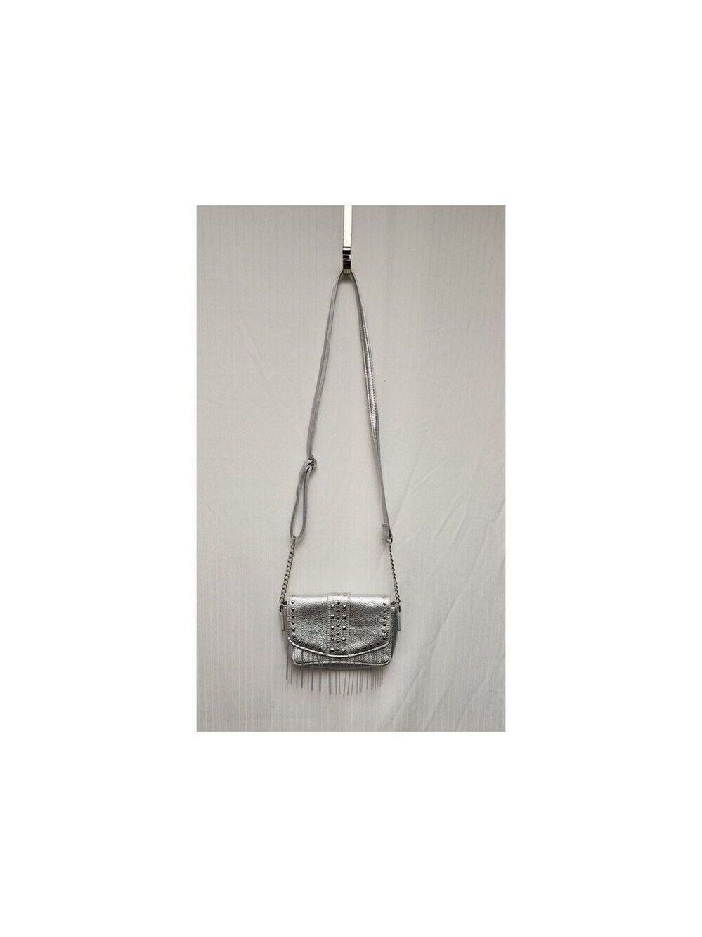 Justice Girls Silver Studded Crossbody Purse Bag With Adjustable Chain Strap